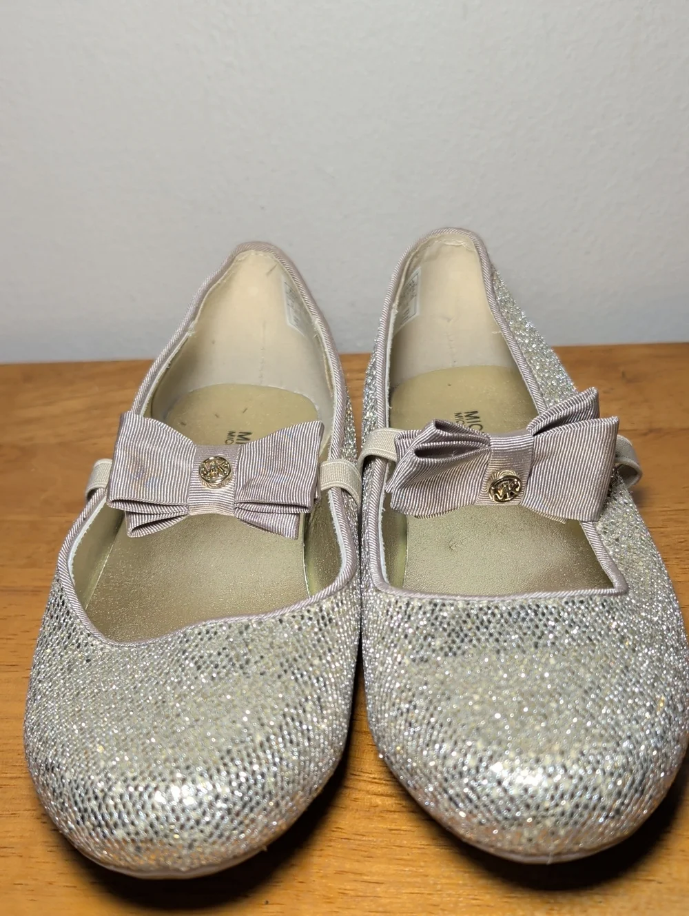 Michael Kors Girls' Big Rover Day Ballerina Flats Glittery Champagne Girl Size 3